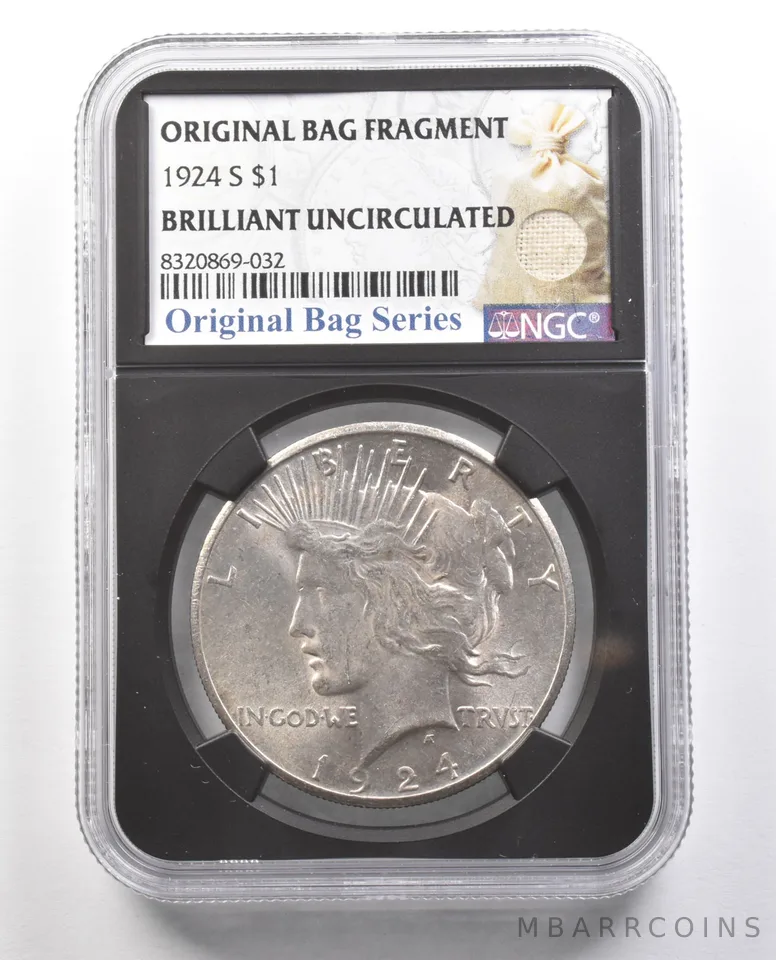 1924-S Peace Silver Dollar Original Bag Fragment BU NGC *4370