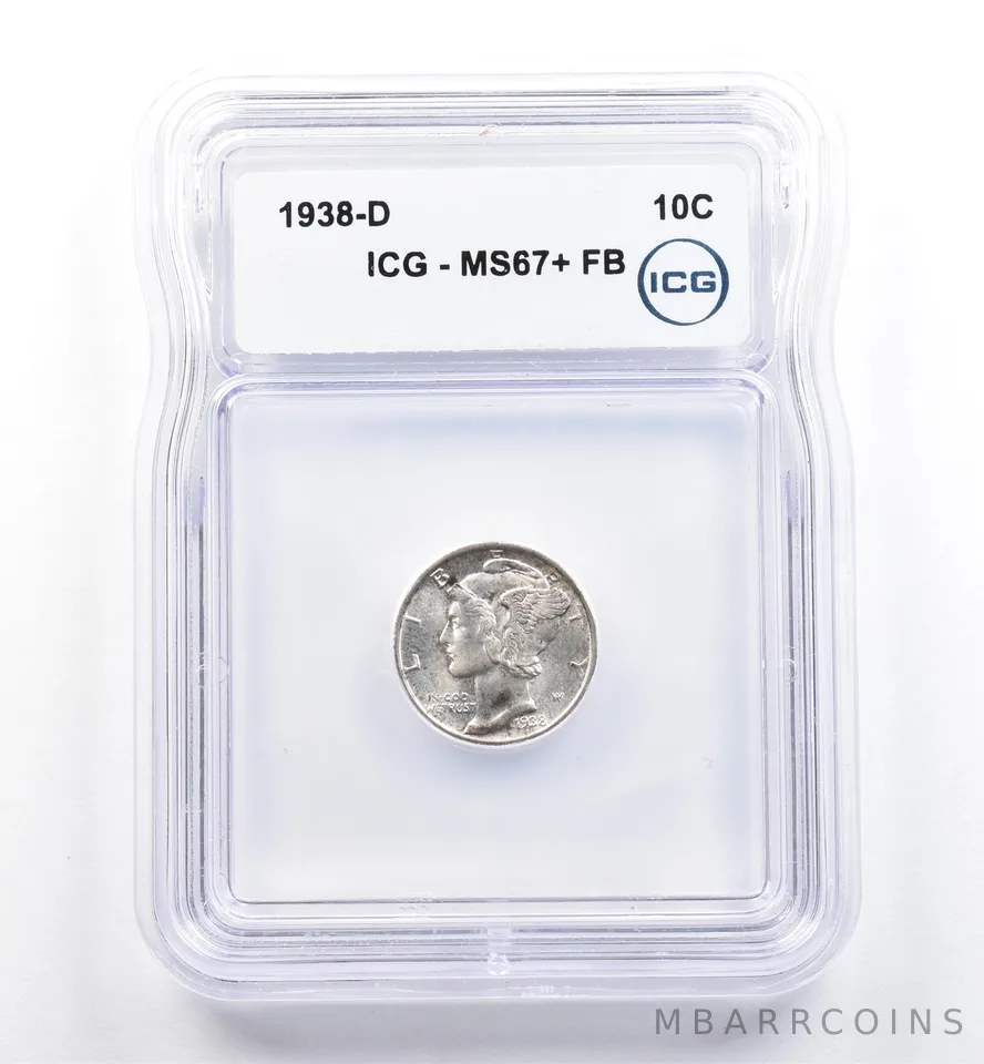 1938-D Mercury Dime MS67+ FB ICG *0144