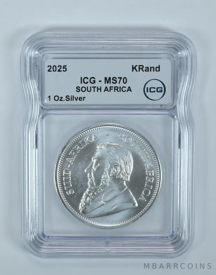 2025 South Africa Silver Krugerrand 1 Oz MS70 ICG
