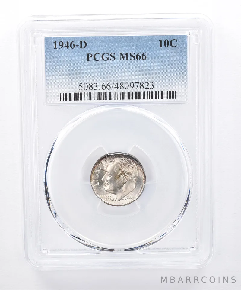 1946-D Roosevelt Dime MS66 PCGS Peripheral Tone *8377