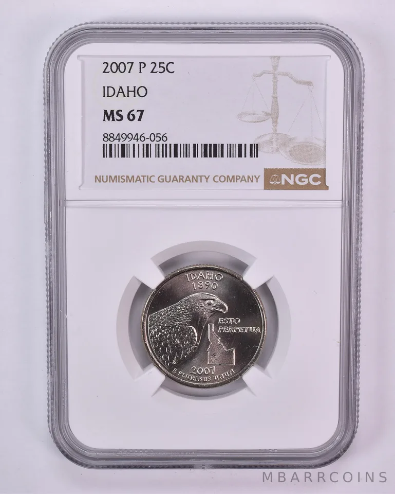 2007-P Washington State Quarter Idaho MS67 NGC Brown Label