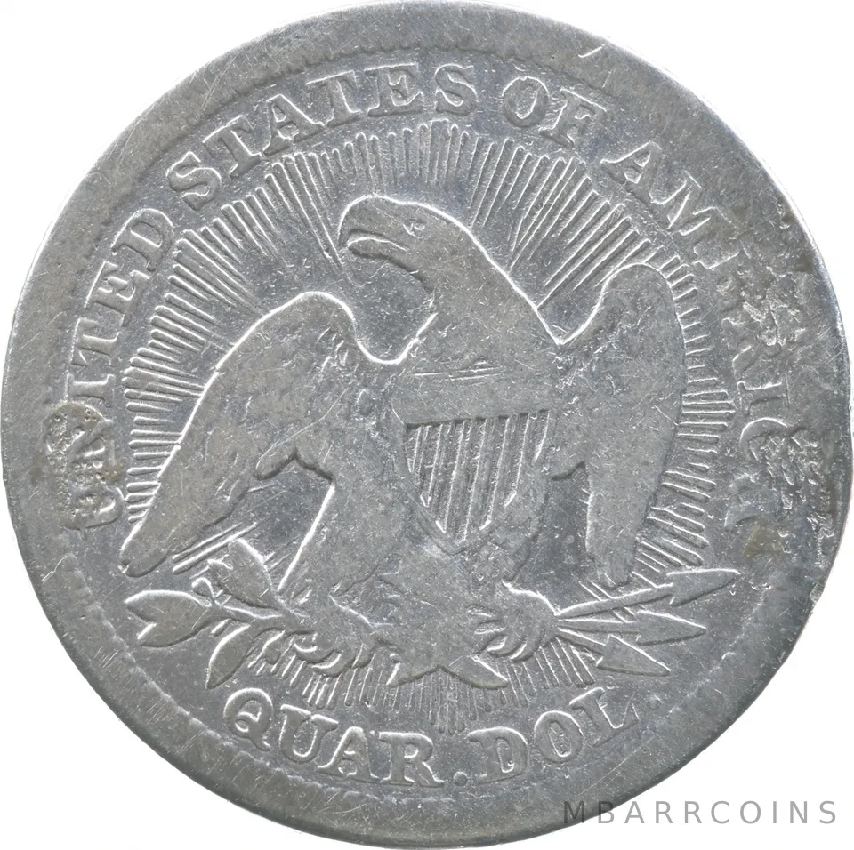 1853 Barber Quarter Love Token Victorian P a5996