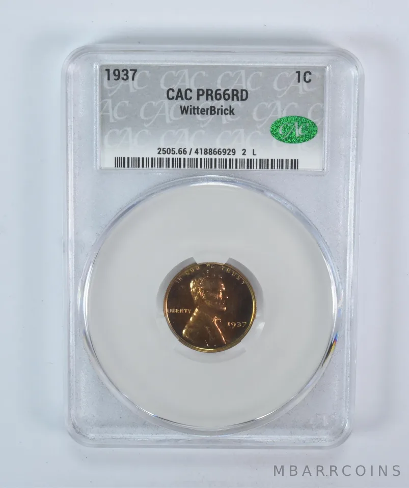 1937 Lincoln Wheat Cent WitterBrick PR66 RD CAC CACg *5755