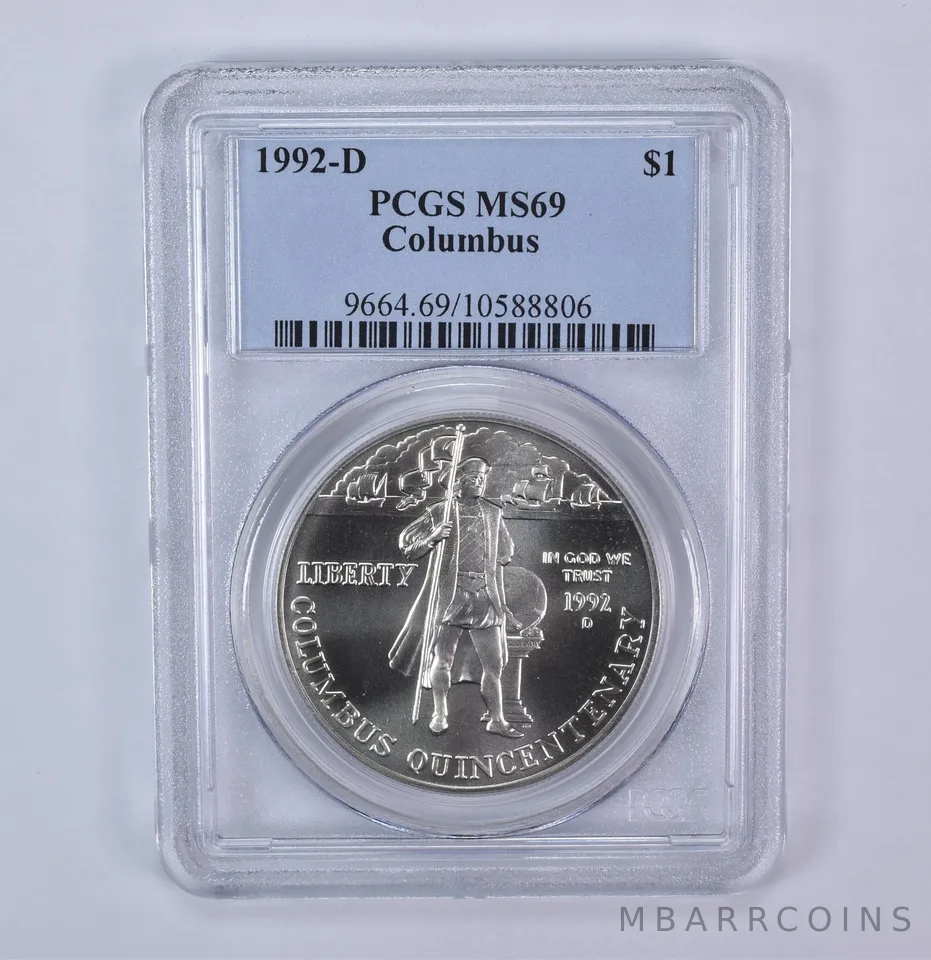 1992-D Columbus Commemorative Silver Dollar MS69 PCGS