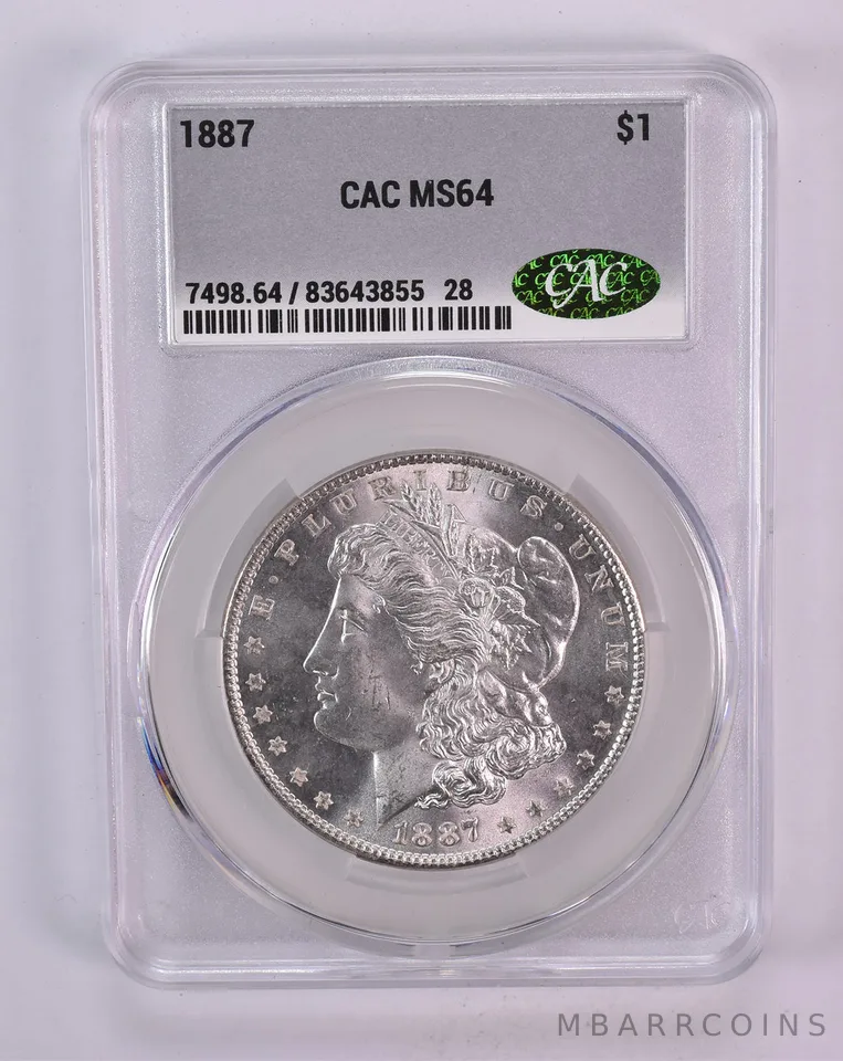 1887 Morgan Silver Dollar MS64 CAC CACg