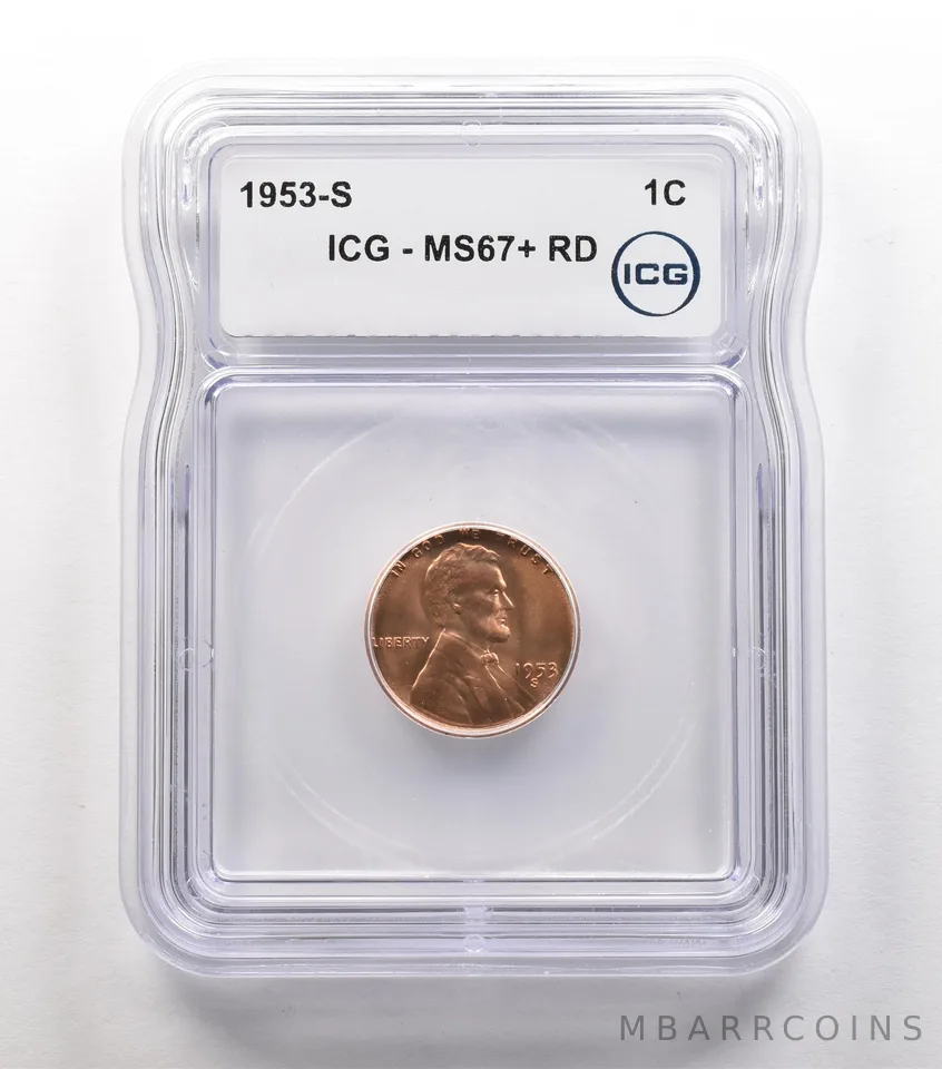 1953-S Lincoln Wheat Cent MS67+ RD ICG a6673