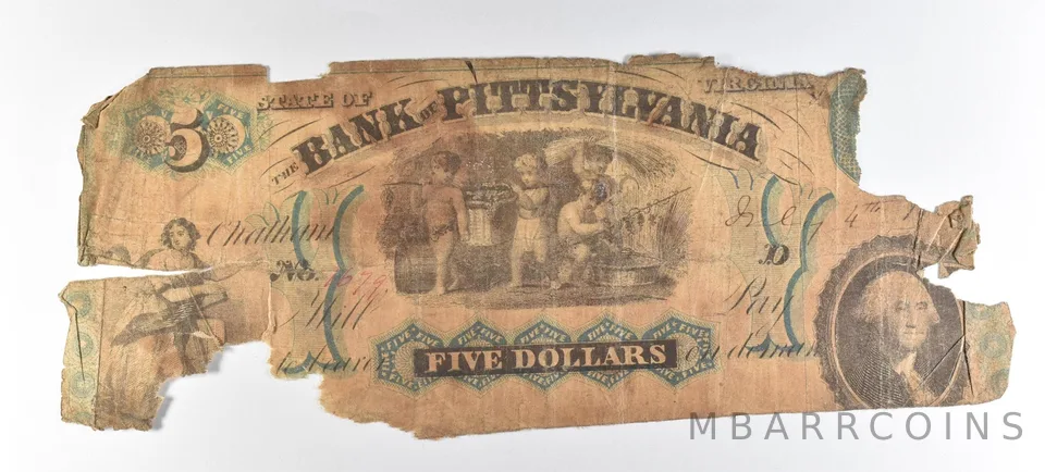 1861 $5 Chatham VA Bank Of Pittsylvania Obsolete Note *8878