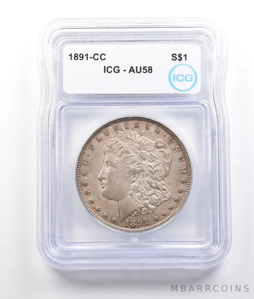 1891-CC Morgan Silver Dollar AU58 ICG a2709