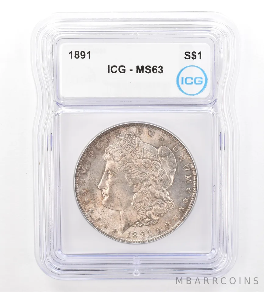 1891 Morgan Silver Dollar MS63 ICG Beautiful Tone a7396