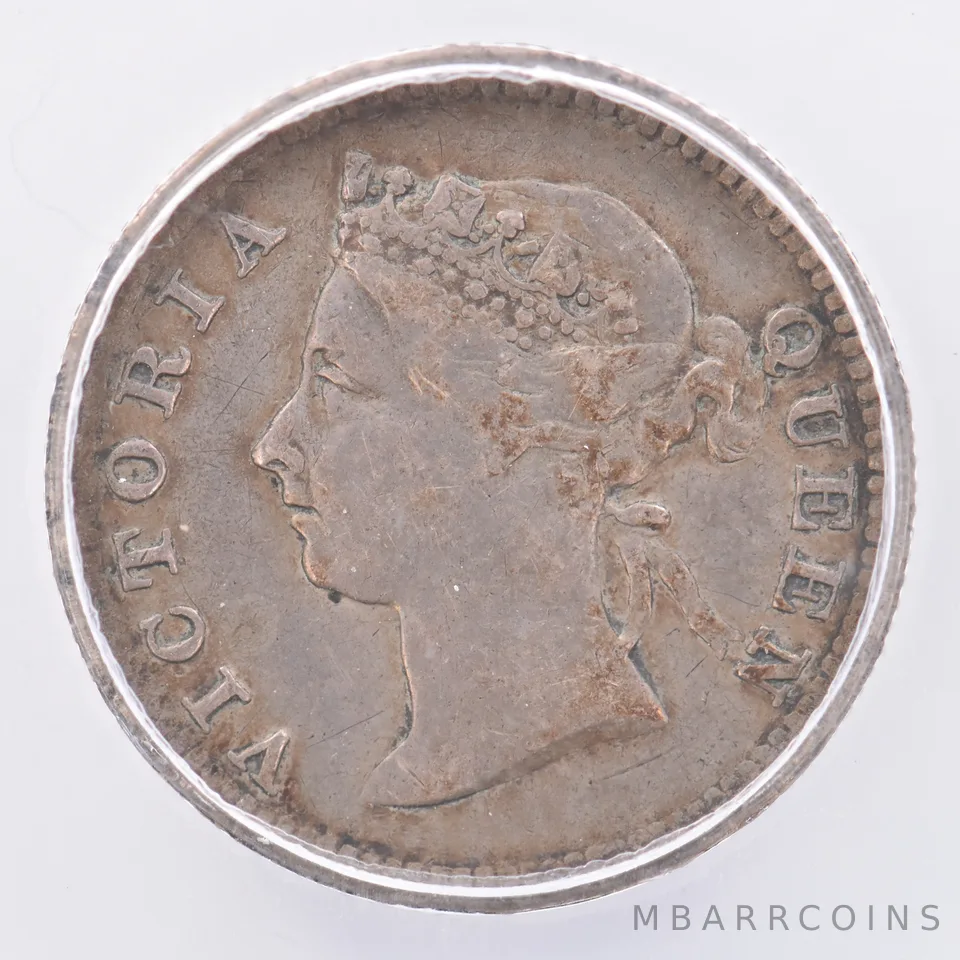 1884 Straits Settlements 5 Cents EF40 ICG Beautiful Tone *1909
