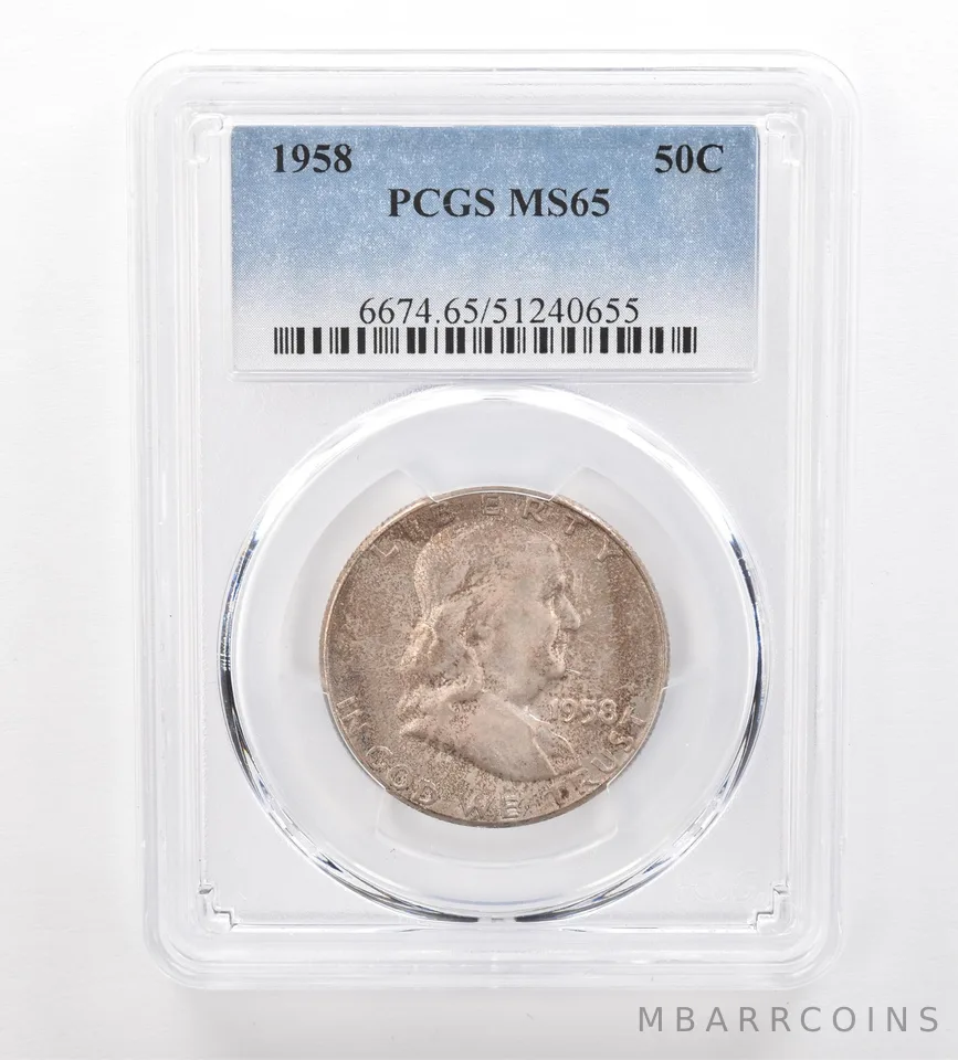 1958 Franklin Half Dollar MS65 PCGS Beautiful Tone *7491
