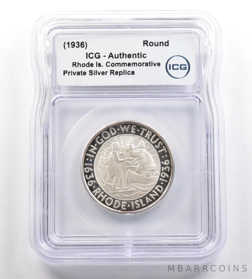 (1936) Rhode Island Commemorative Gallery Silver Half Dollar ICG *4256
