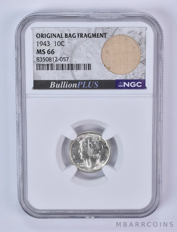 1943 Mercury Dime Original Bag Fragment MS66 NGC