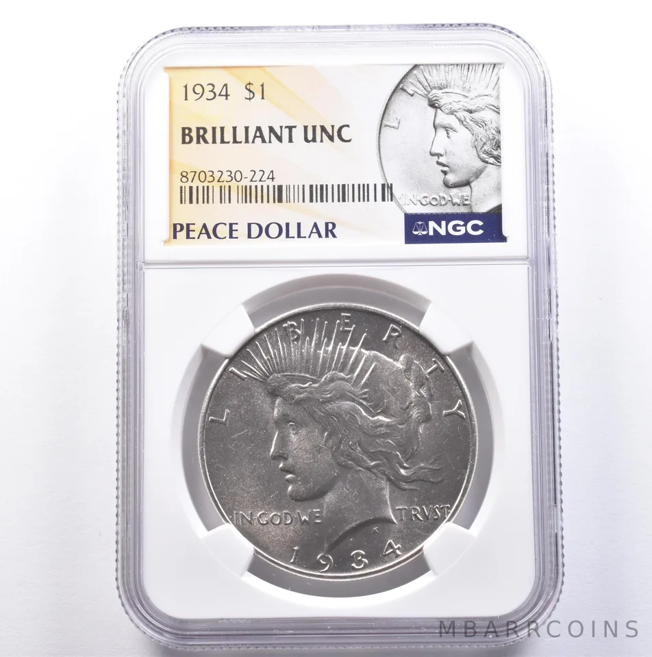 1934 Peace Silver Dollar BU NGC *9039