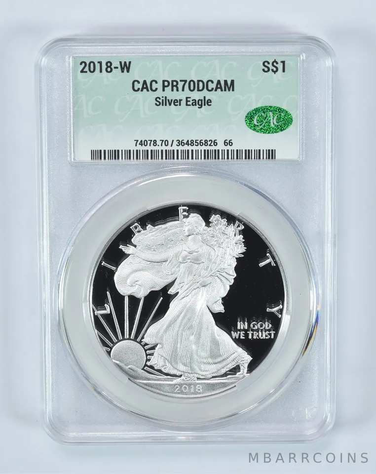 2018-W American Silver Eagle PR70 DCAM CAC CACg