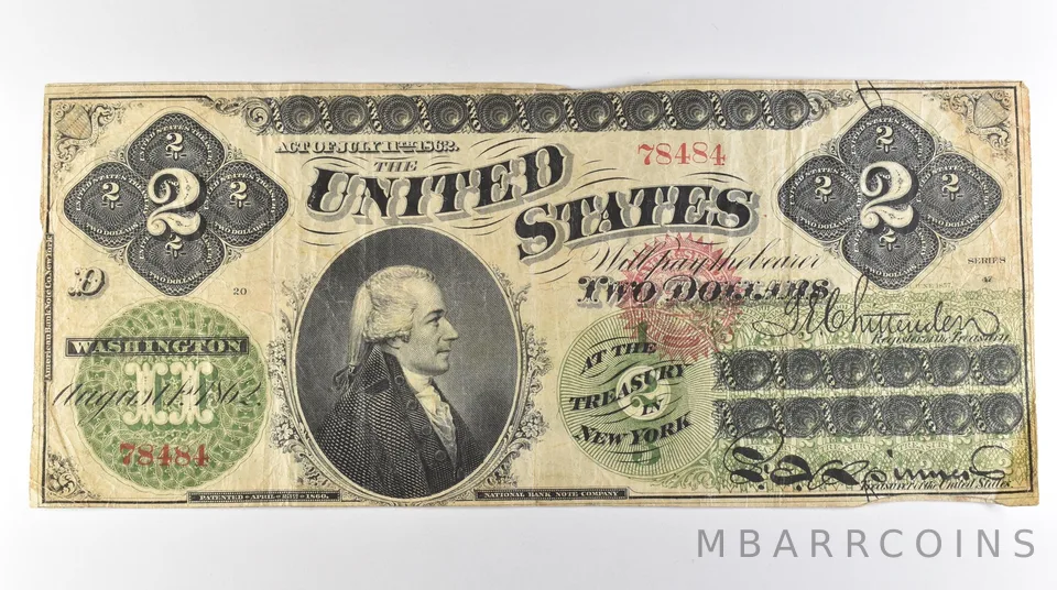 1862 $2 Legal Tender Large Note Red Seal *3086