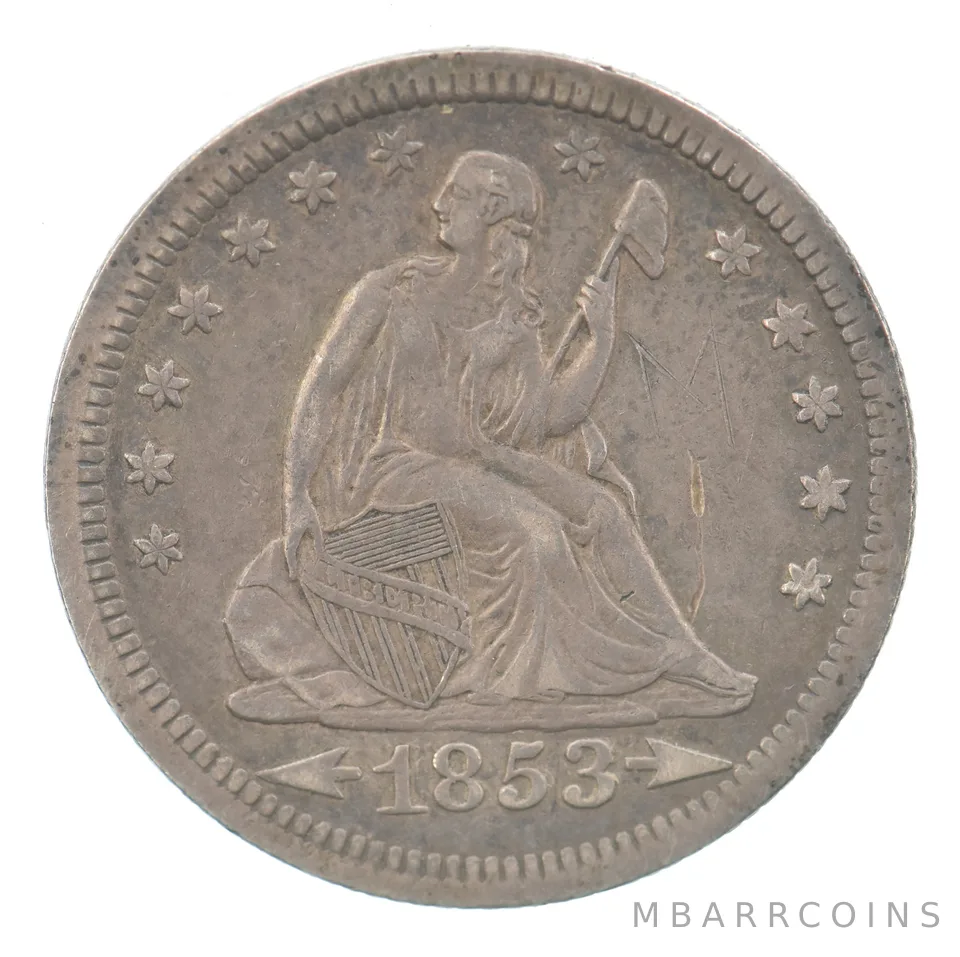 1853 Seated Liberty Quarter Arrows Beautiful Tone *7558