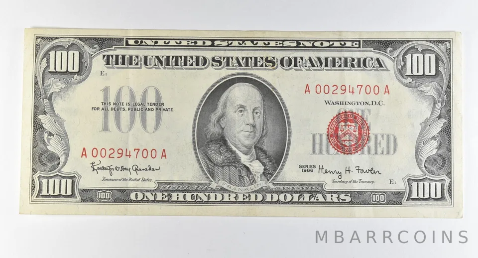 1966 $100 United States Note Red Seal *0299