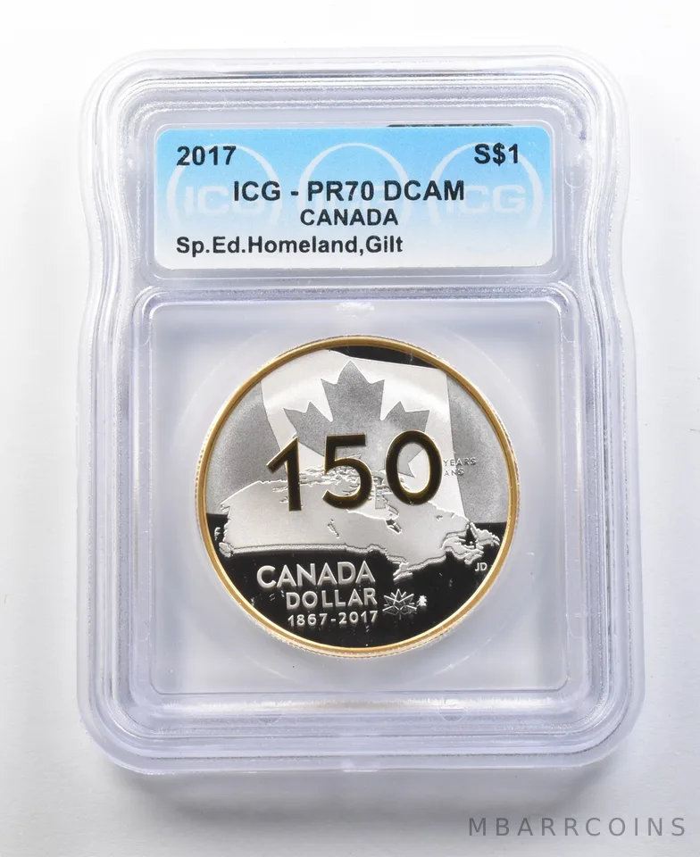 2017 Canada Silver Dollar Homeland Gilt PR70 DCAM ICG *0284