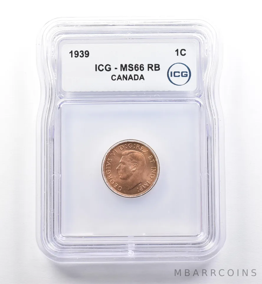 1939 Canada 1 Cent MS66 RB ICG *0269