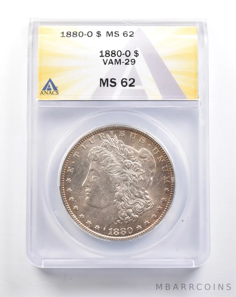 1880-O Morgan Silver Dollar VAM-29 MS62 ANACS a4859