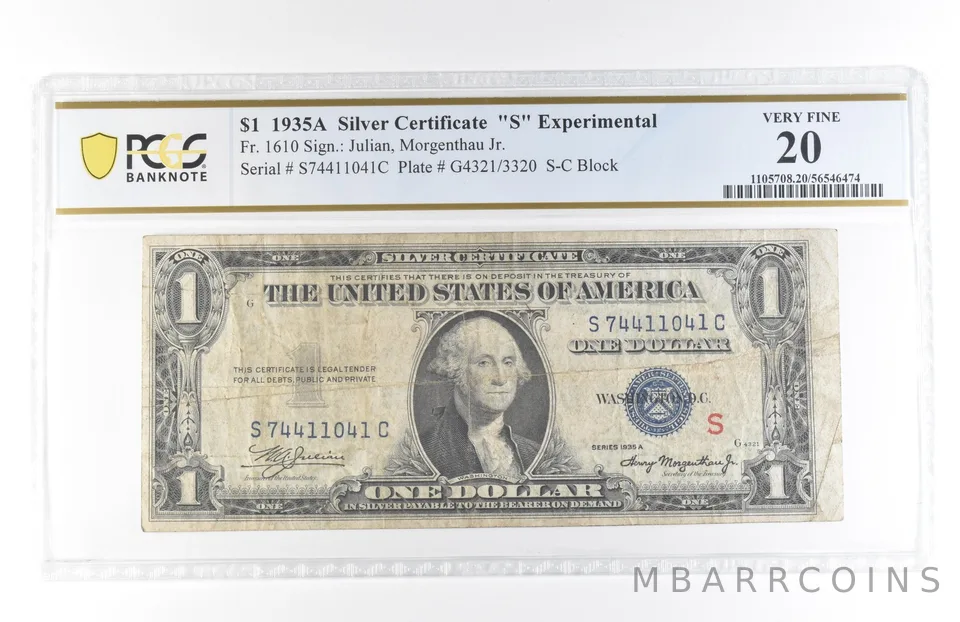 1935 A $1 Silver Certificate S Experimental Fr#1610 Very Fine 20 PCGS *5824