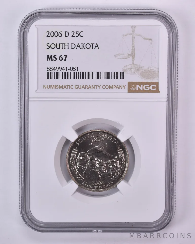 2006-D Washington State Quarter South Dakota MS67 NGC Brown Label