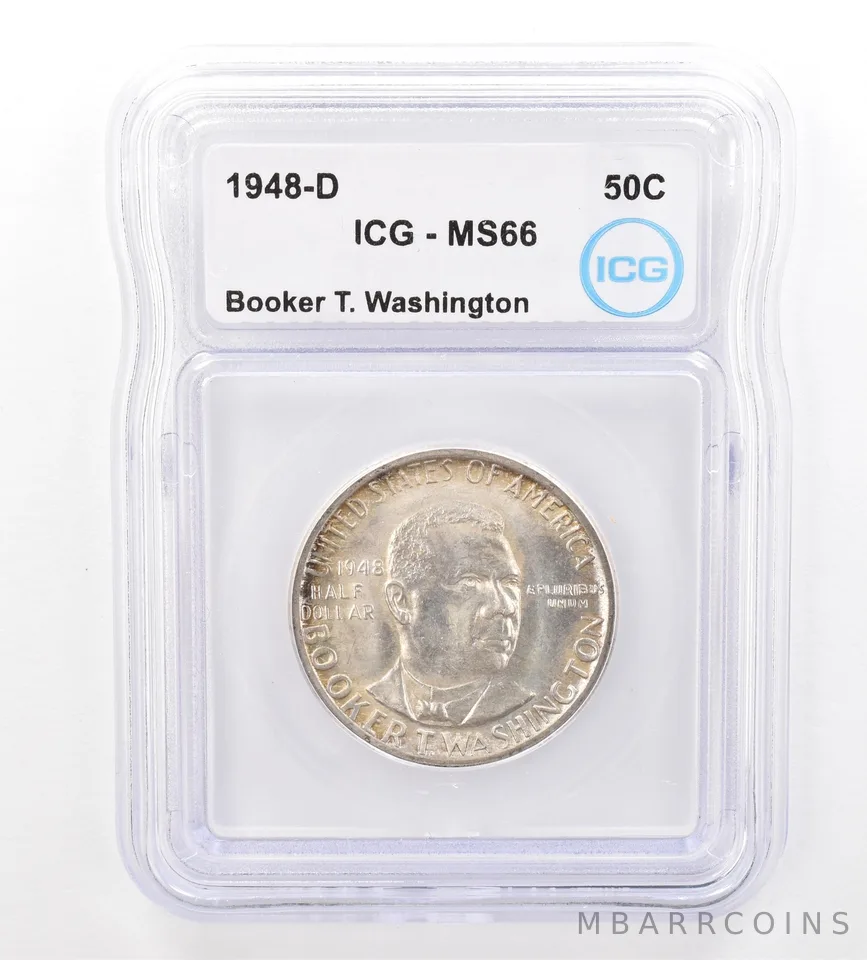 1948-D Booker T Washington Commemorative Half Dollar MS66 ICG Nice Tone *7382
