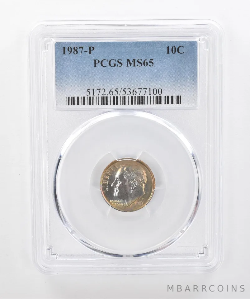 1987-P Roosevelt Dime MS65 PCGS Beautiful Tone a1288