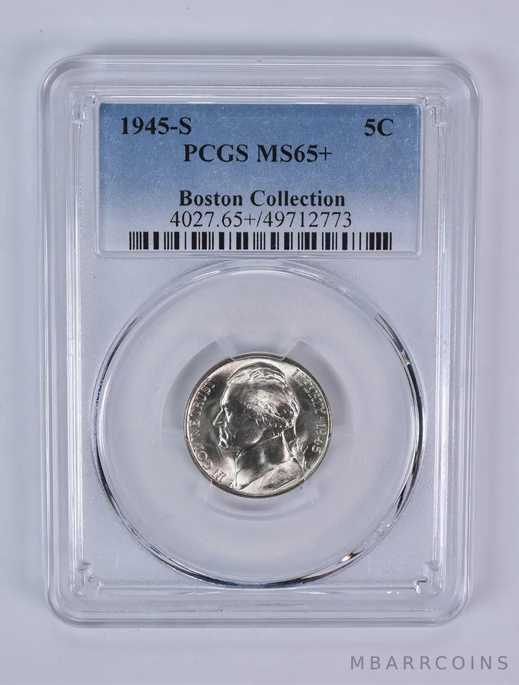 1945-S Jefferson Nickel Boston Collection MS65+ PCGS