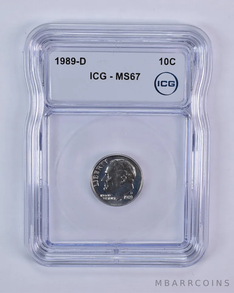 1989-D Roosevelt Dime MS67 ICG