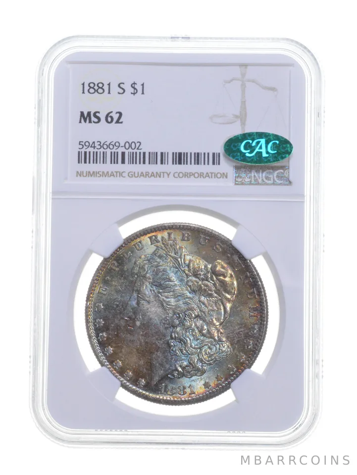 MS62 1881-S Morgan Silver Dollar - CAC - Graded NGC a5364