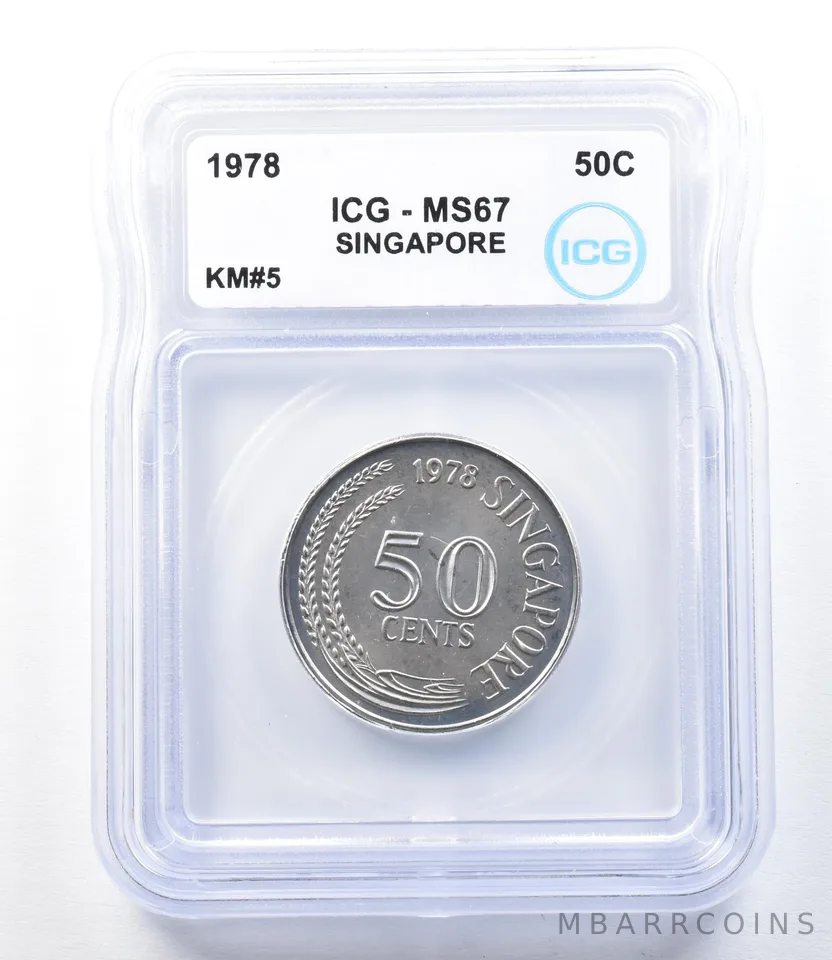 1978 Singapore 50 Cents KM#5 MS67 ICG *8905