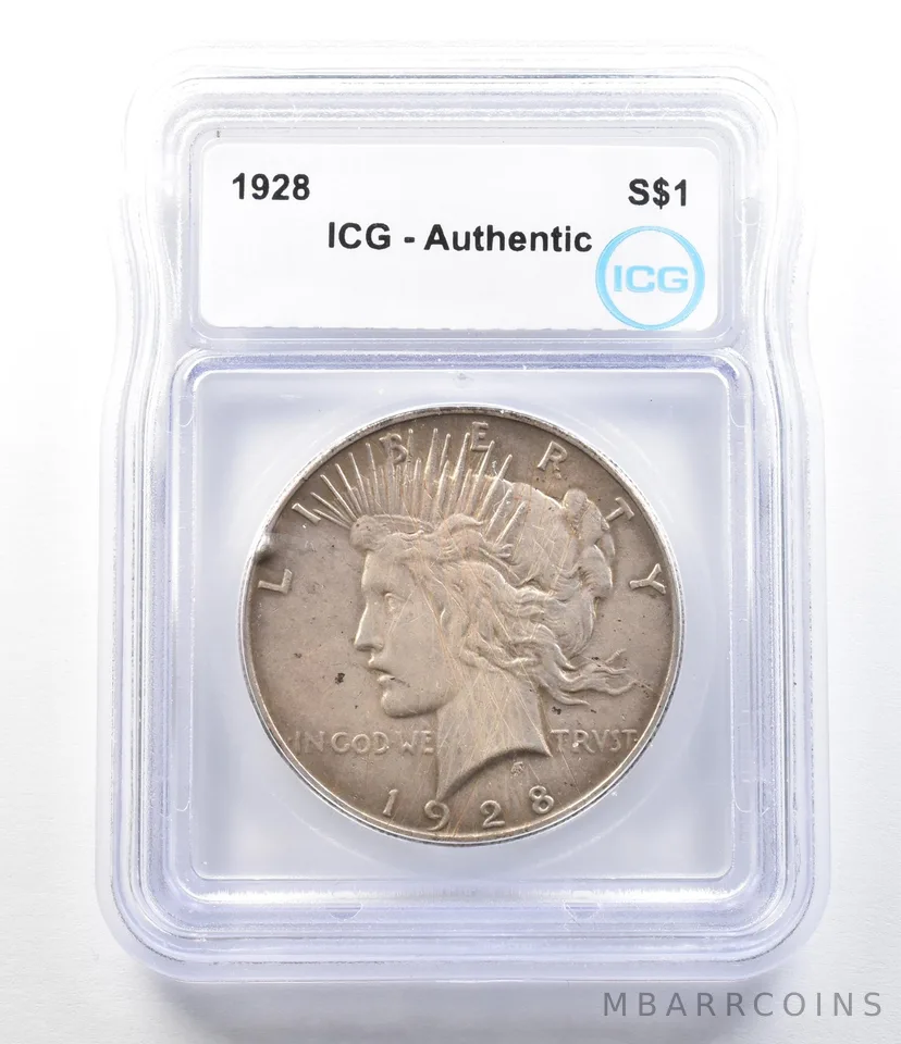 1928 Peace Silver Dollar Authentic ICG a0424