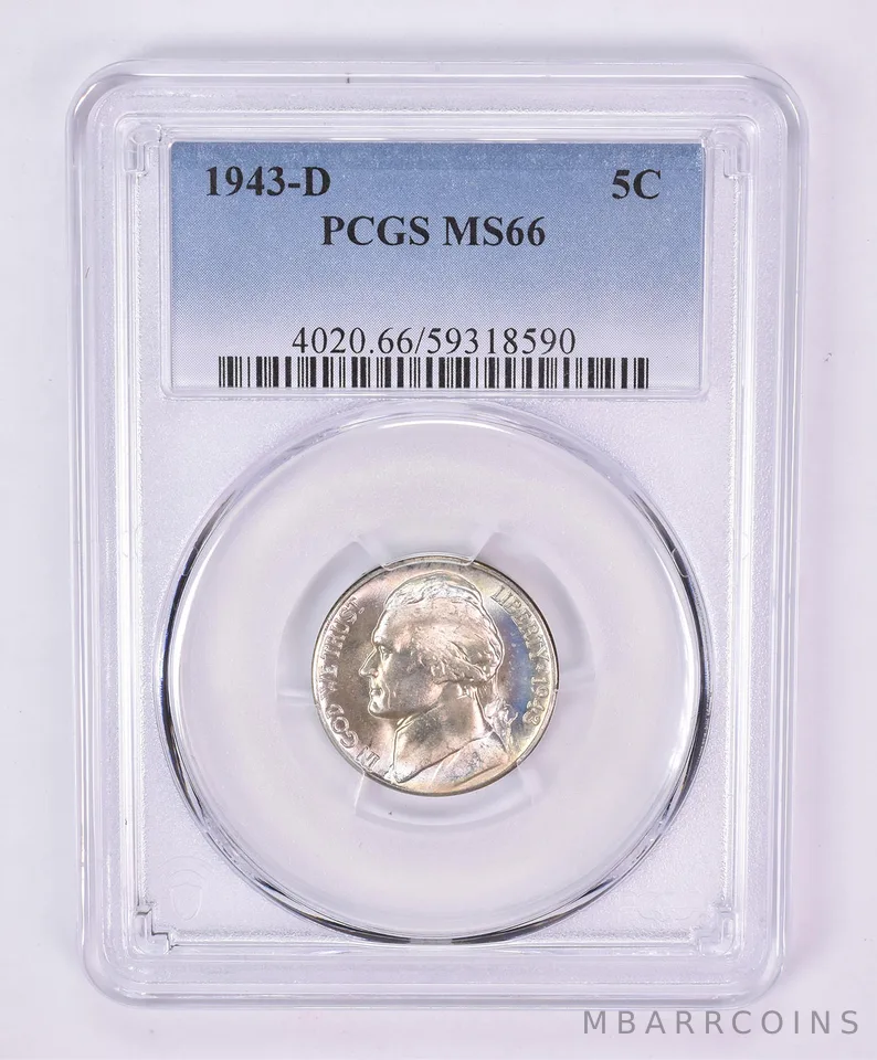 1943-D Jefferson Nickel MS66 PCGS Beautiful Tone *1142