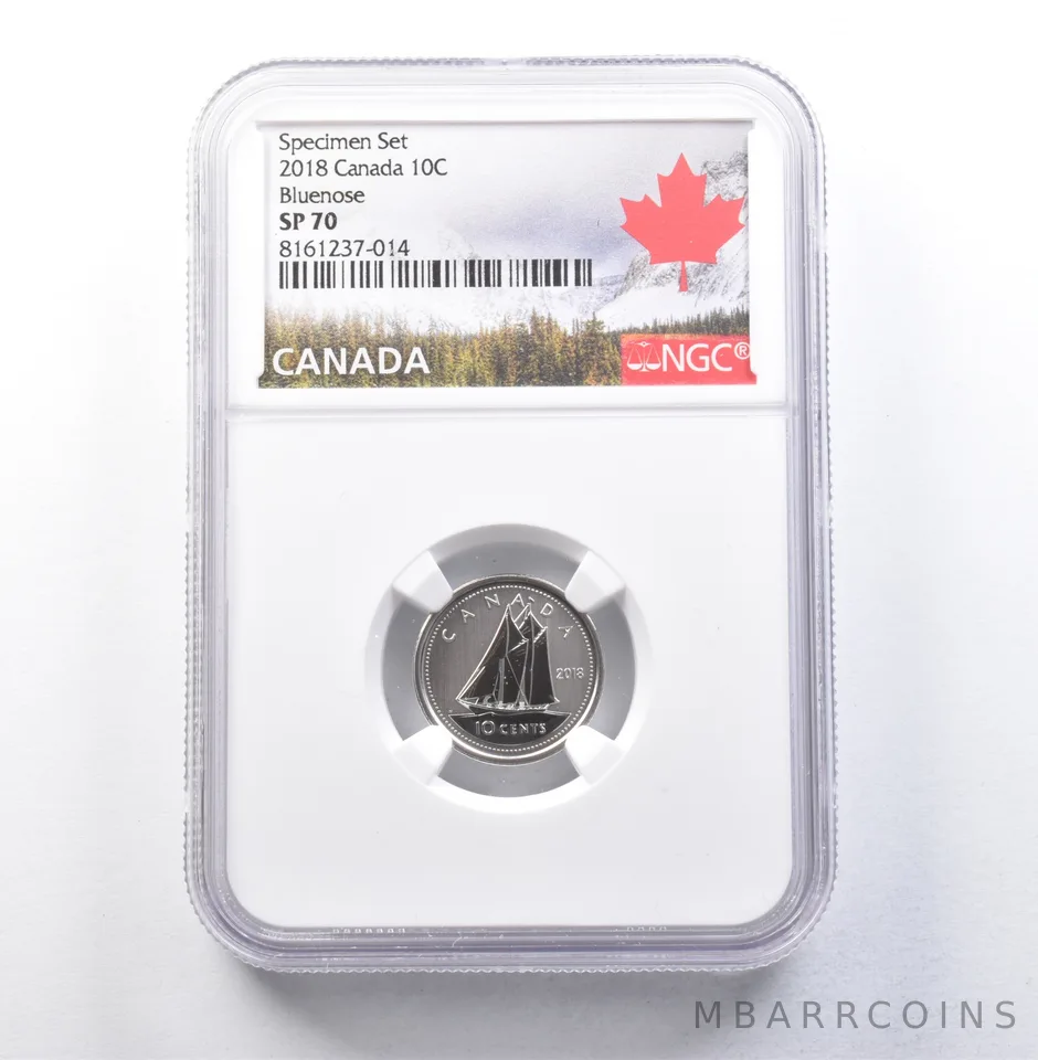 2018 Canada 10 Cents Specimen Set Bluenose SP70 NGC a5922