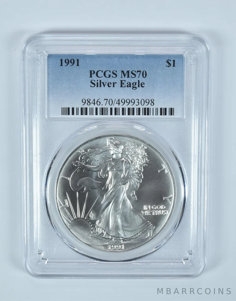 1991 American Silver Eagle MS70 PCGS Blue Label