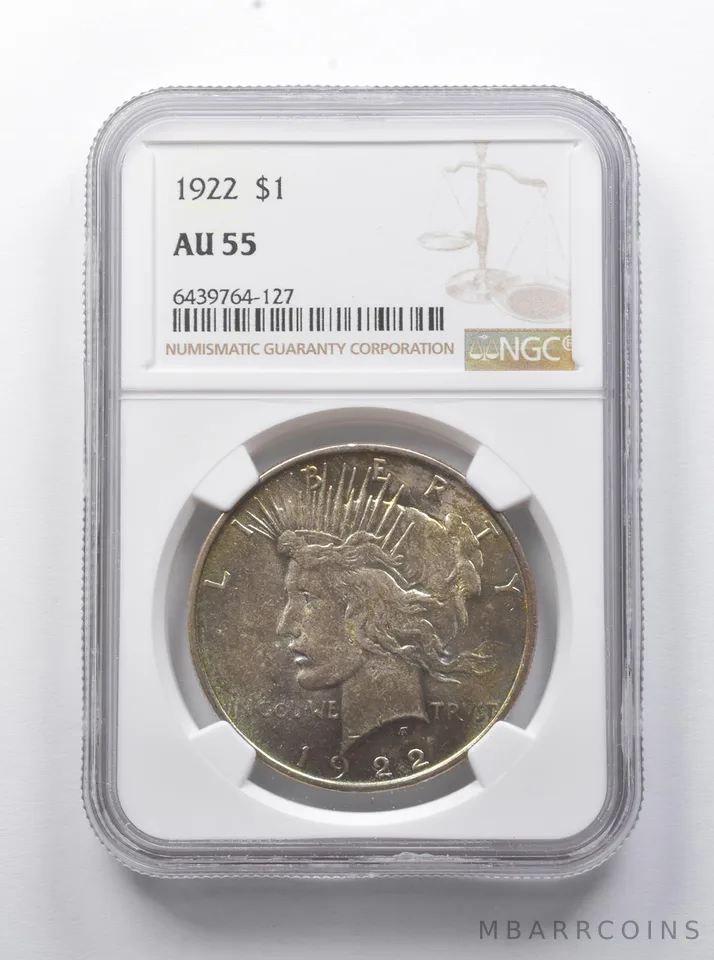 AU55 1922 Peace Silver Dollar NGC - Great Color *7838