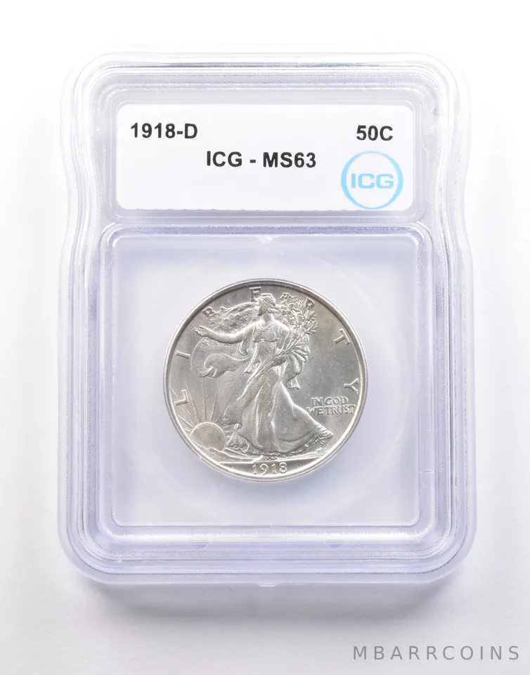 1918-D Walking Liberty Half Dollar MS63 ICG *5131