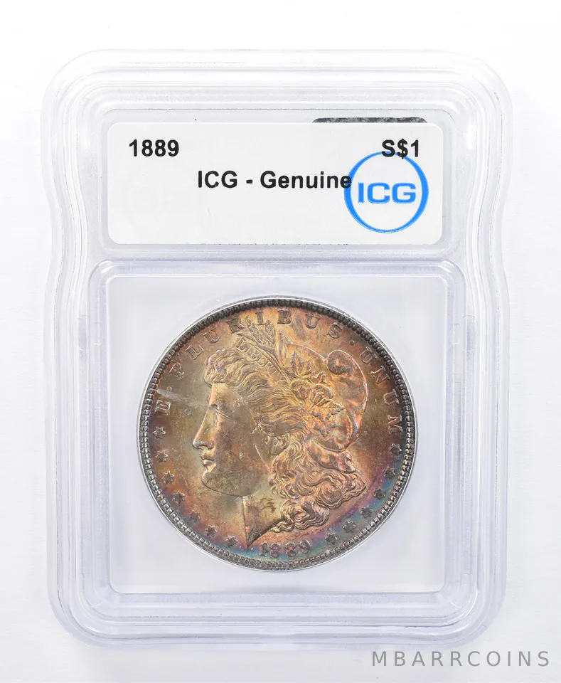 1889 Morgan Silver Dollar Genuine ICG Beautiful Tone *8727