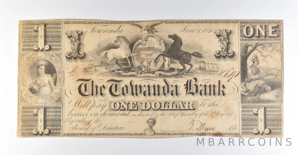 1841 $1 Towanda PA Towanda Bank Obsolete Note *8328