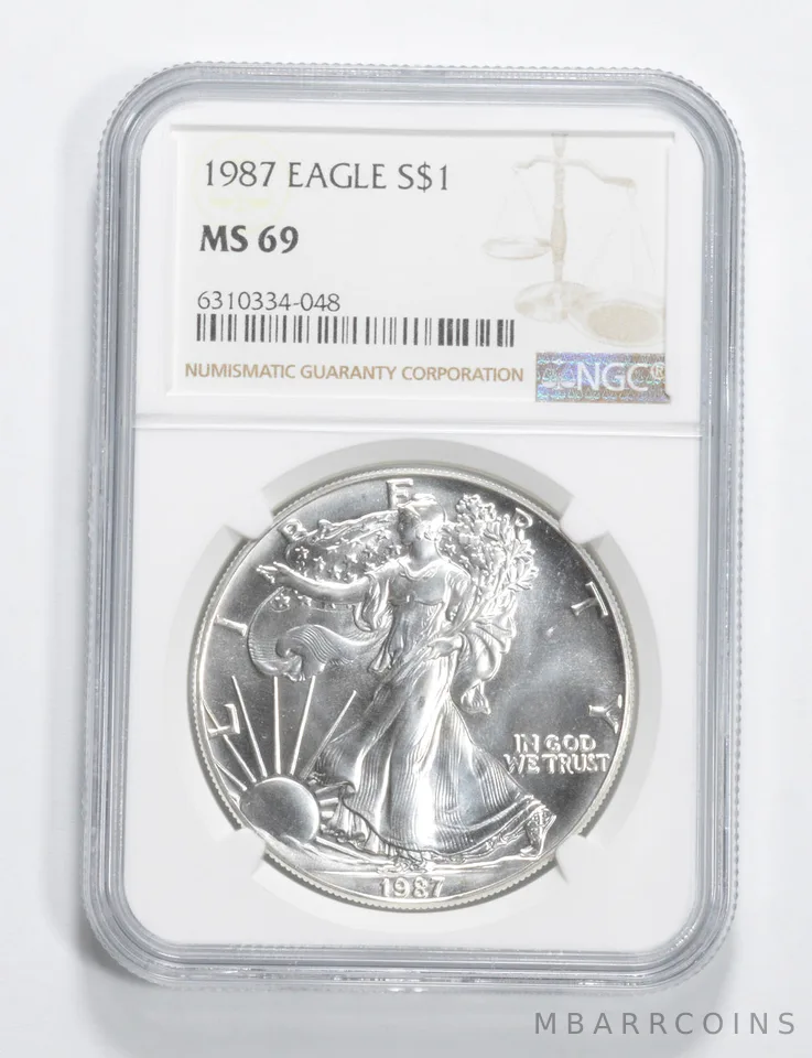 1987 American Silver Eagle MS69 NGC Brown Label