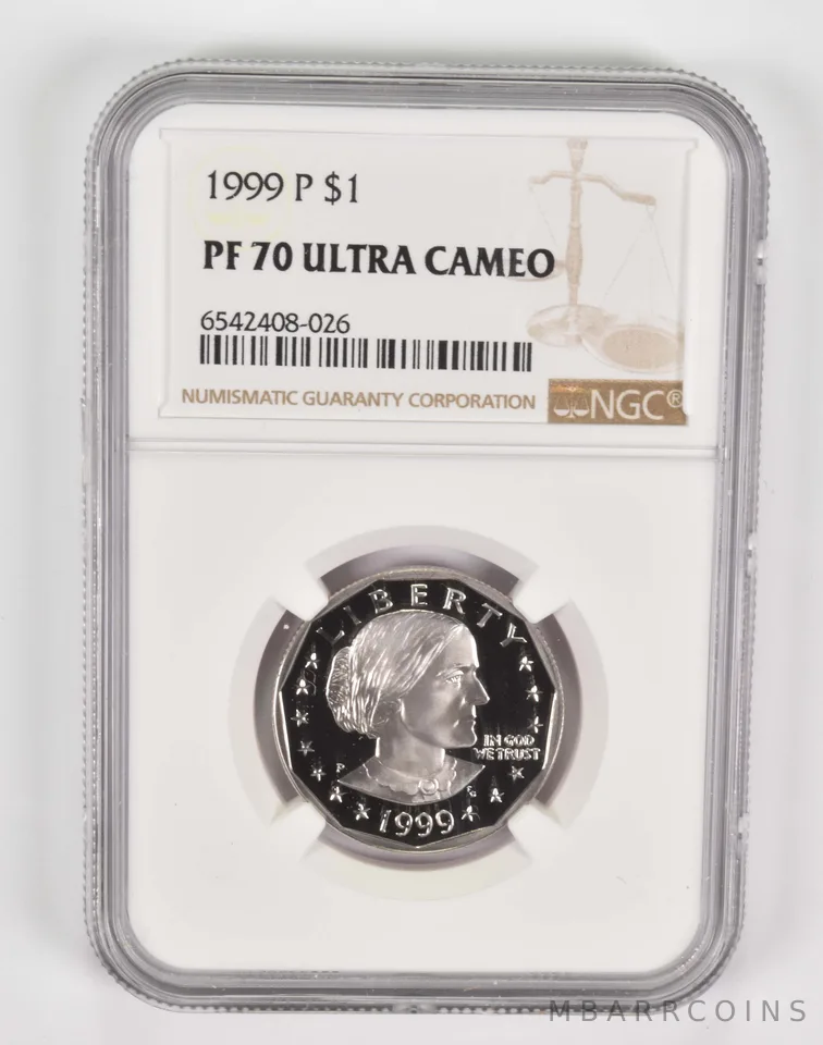 1999-P Susan B Anthony Dollar PF70 UCam NGC Brown Lbl