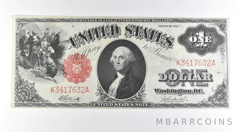 1917 $1 Legal Tender Large Note Red Seal FR#37 a0656