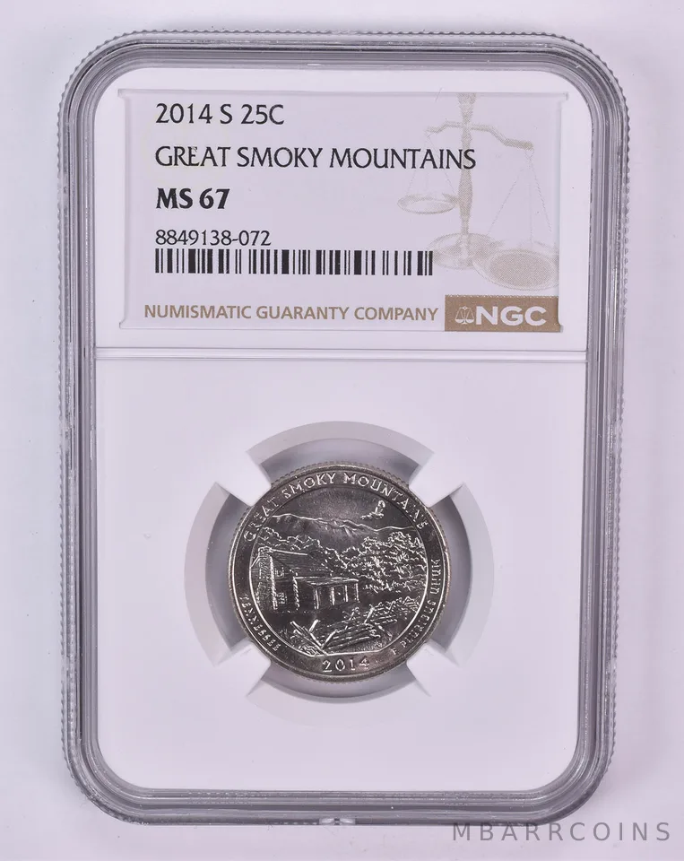 2014-S Washington Quarter Great Smoky Mountains ATB MS67 NGC Brown Label