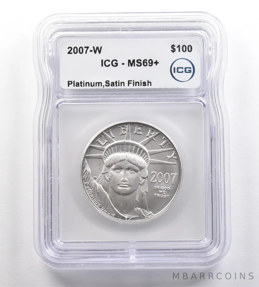 2007-W $100 American Platinum Eagle Satin Finish 1 Oz MS69+ ICG Burnished *4239