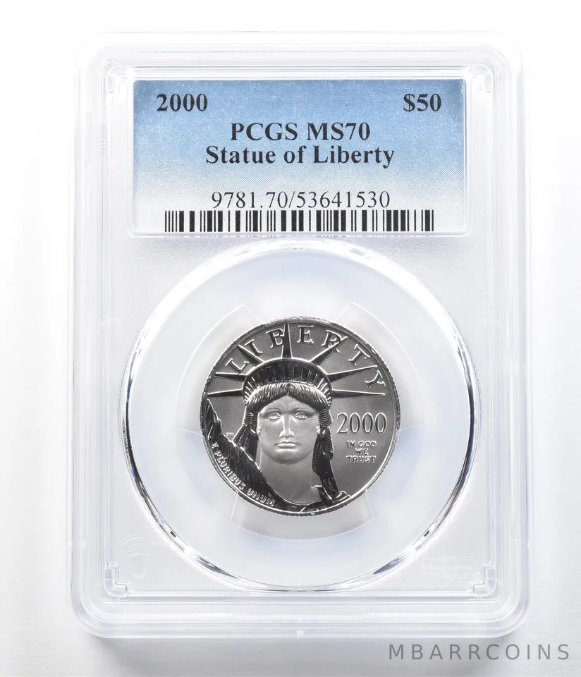 2000 $50 American Platinum Eagle 1/2 Oz Platinum MS70 PCGS *3592