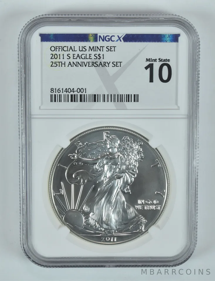2011-S American Silver Eagle 25th Anniversary Set Mint State 10 NGC X NGCX