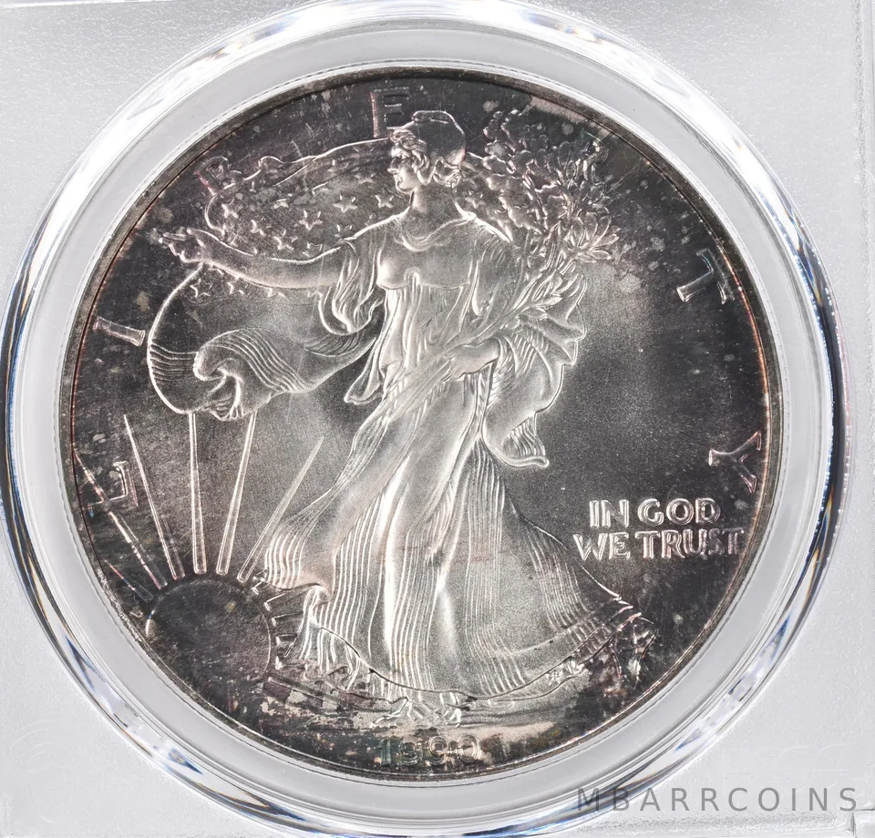 1990 American Silver Eagle MS69 PCGS Beautiful Tone *1128