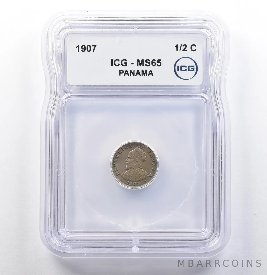 1907 Panama 1/2 Centesimo MS65 ICG *9872
